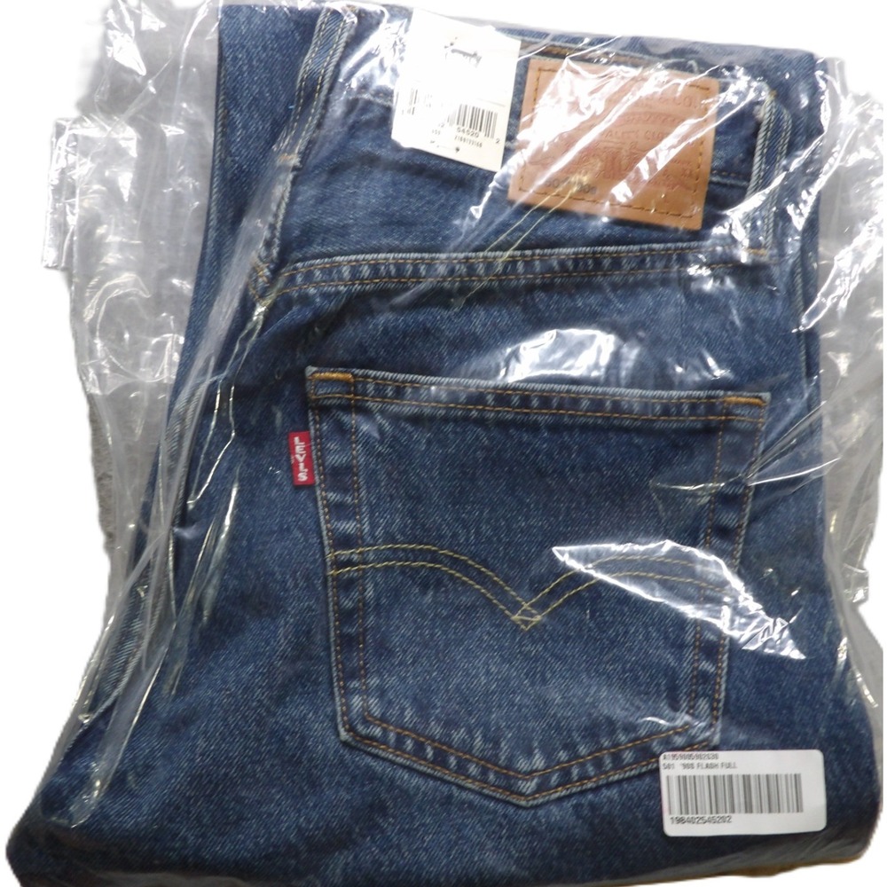 NWT Levis 501 90s Premium Flash Full Straight Denim Jeans Women W26x30 Dark Blue